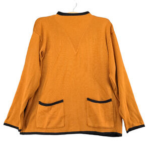 Vintage Adolfo II Pullover Sweater Mens Size M Brown Pockets Lambswool Blend